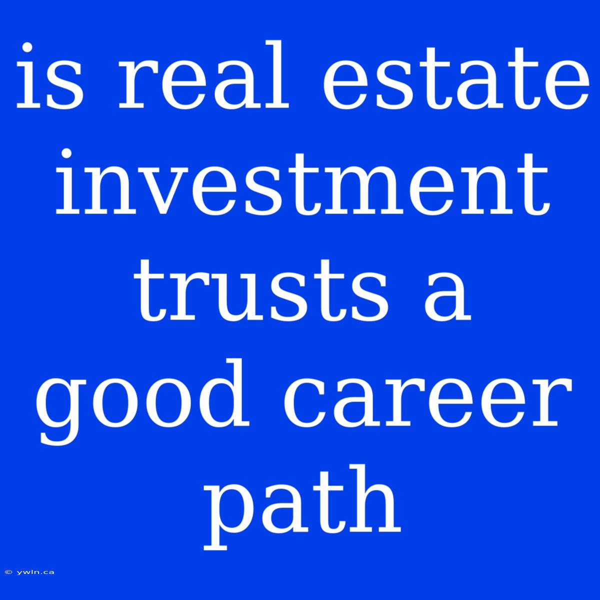 Is Real Estate Investment Trusts A Good Career Path