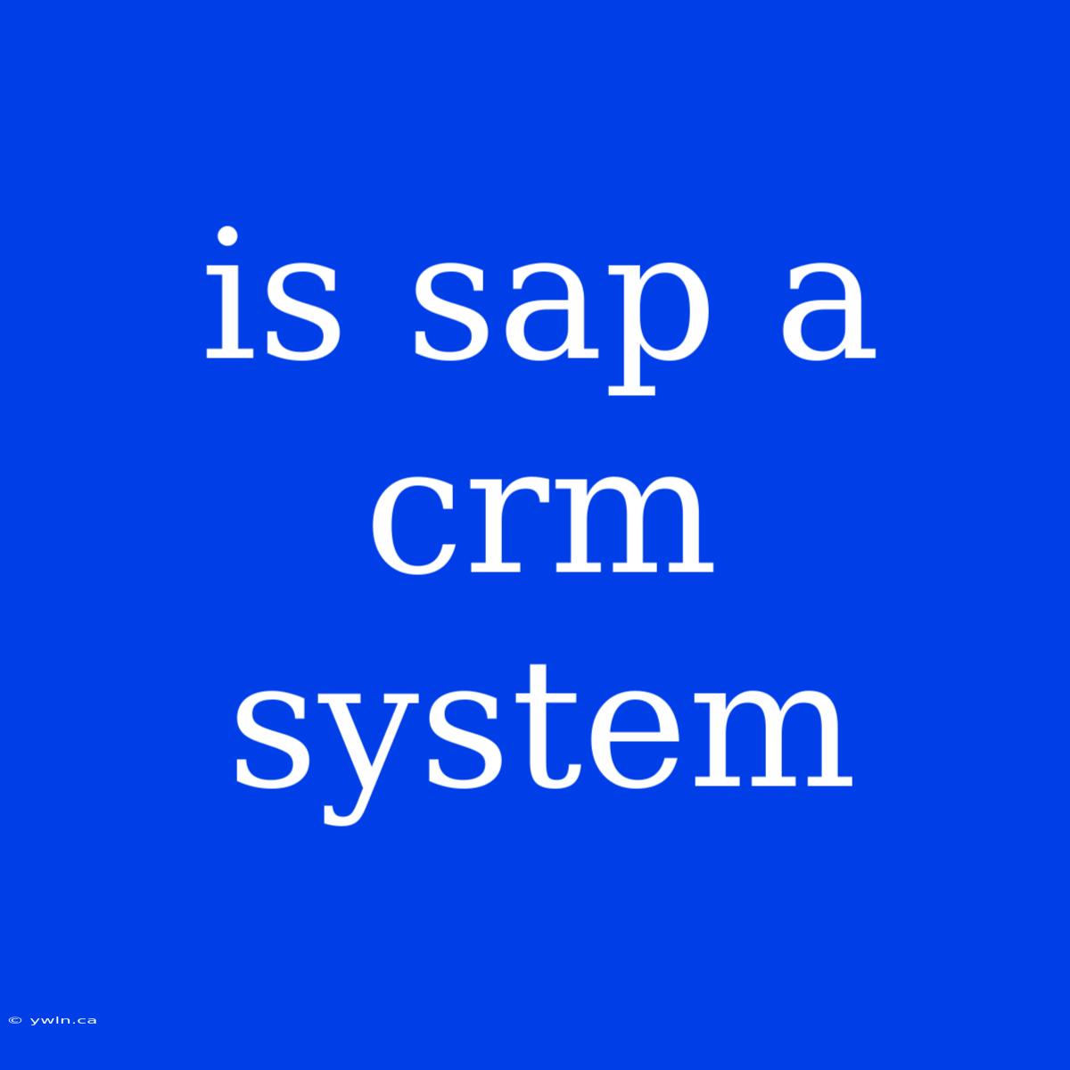 Is Sap A Crm System