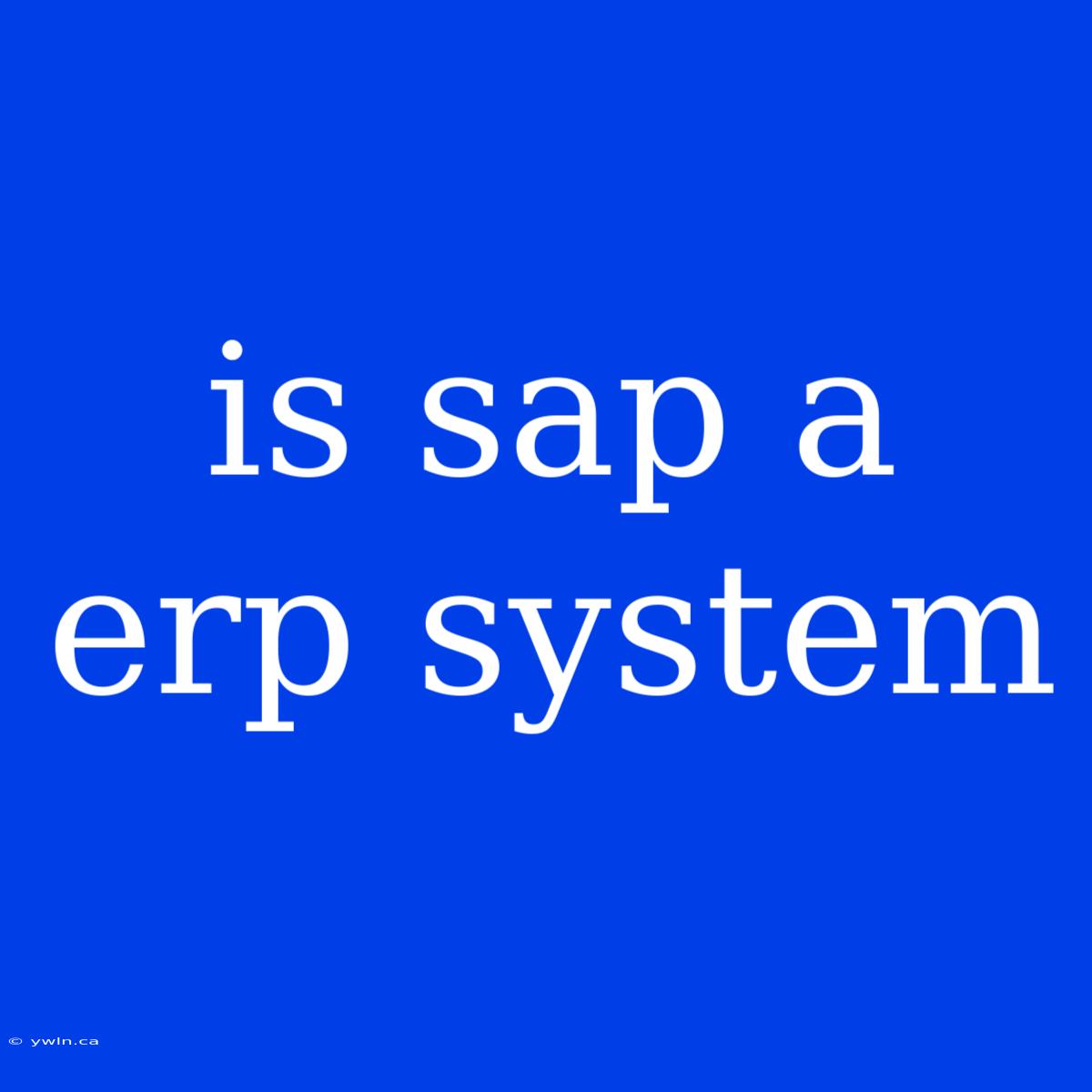 Is Sap A Erp System