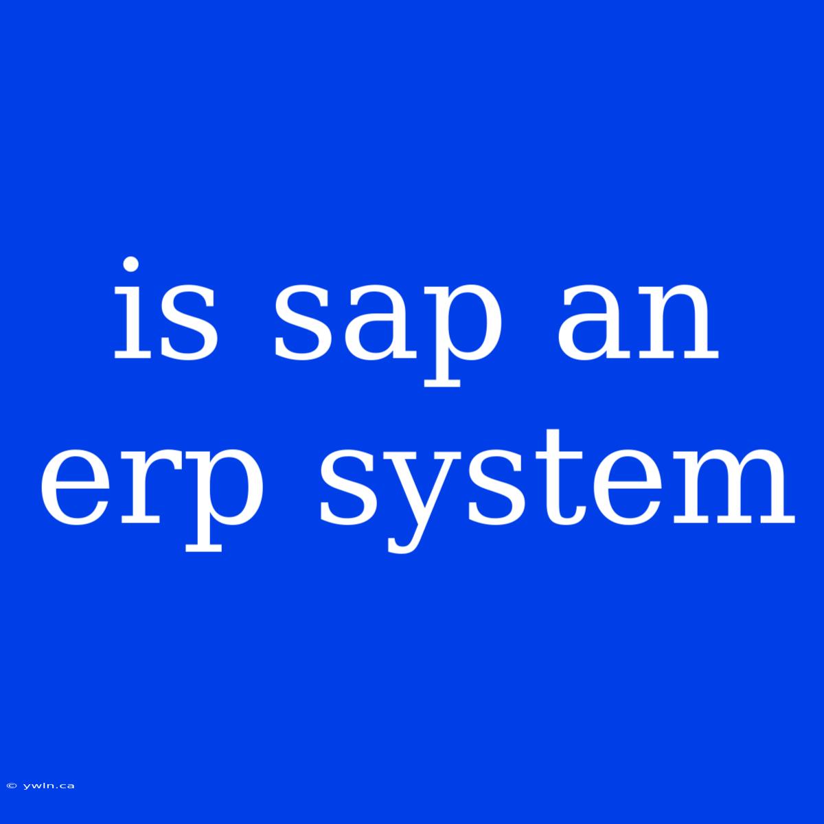 Is Sap An Erp System