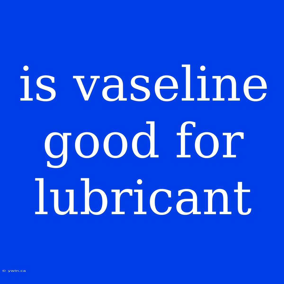 Is Vaseline Good For Lubricant