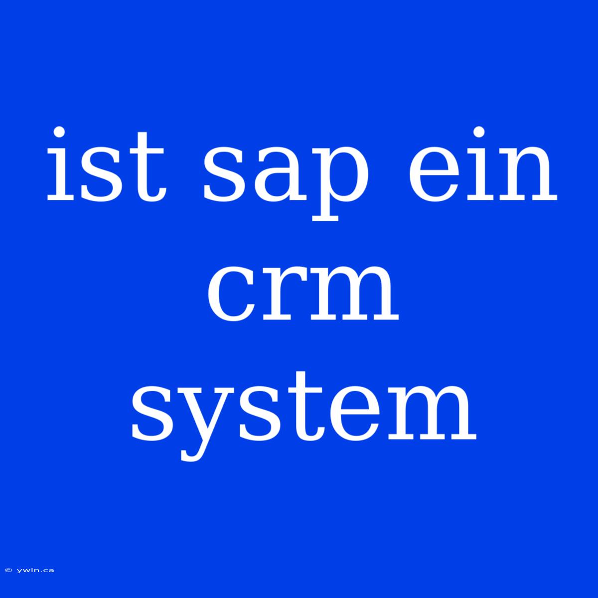 Ist Sap Ein Crm System