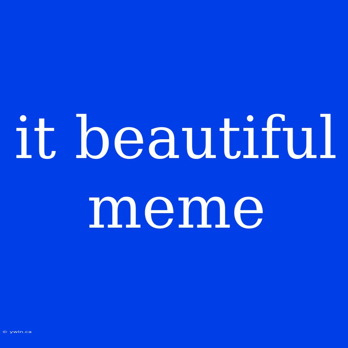 It Beautiful Meme