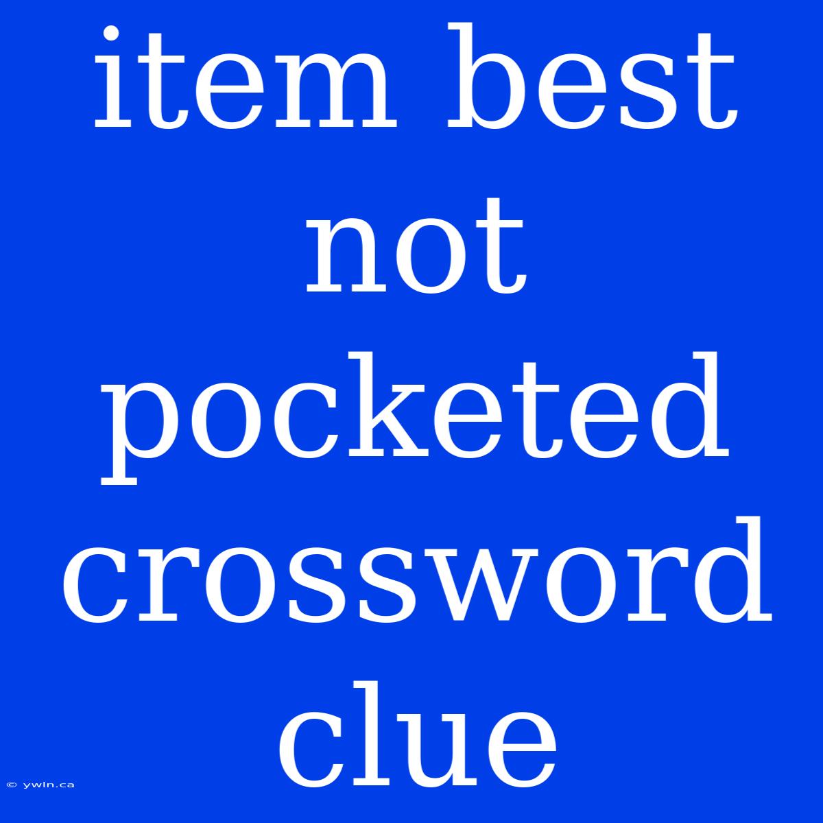 Item Best Not Pocketed Crossword Clue