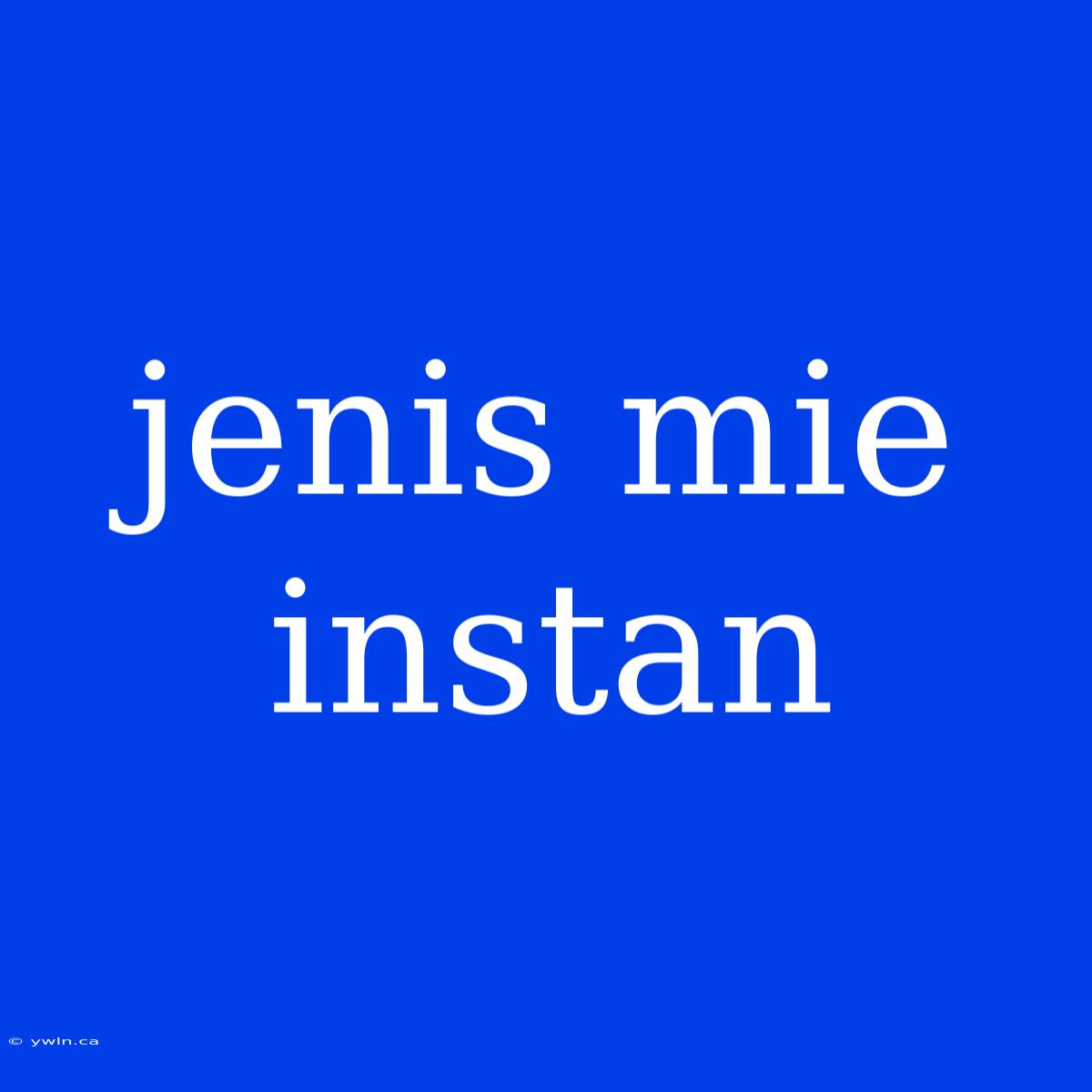 Jenis Mie Instan