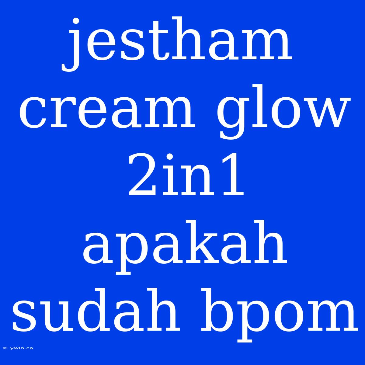 Jestham Cream Glow 2in1 Apakah Sudah Bpom