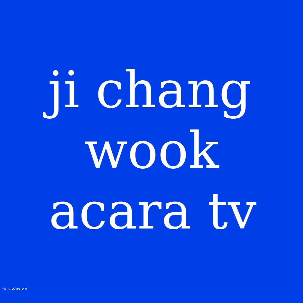 Ji Chang Wook Acara Tv