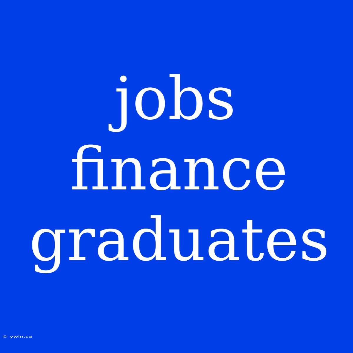 Jobs Finance Graduates