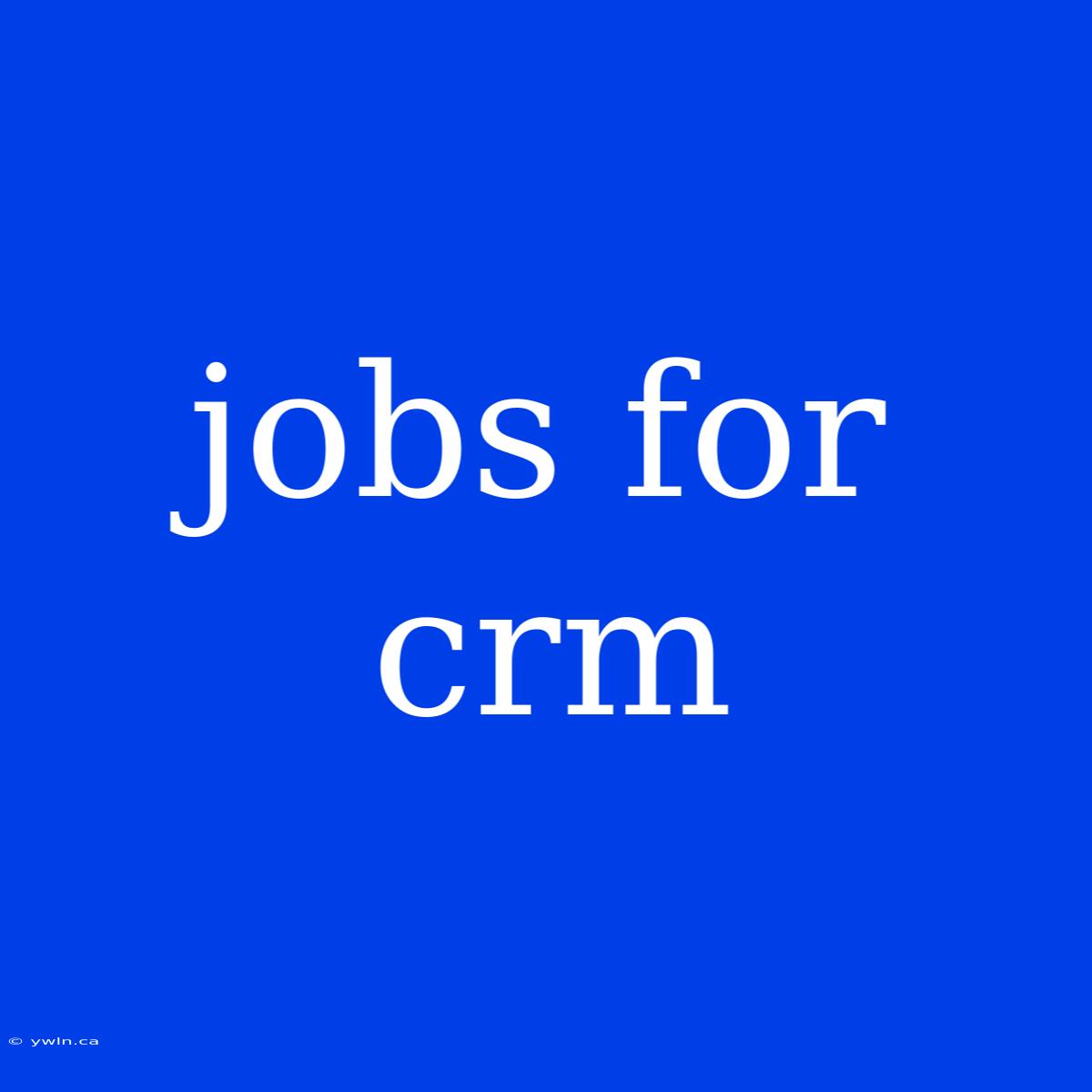 Jobs For Crm