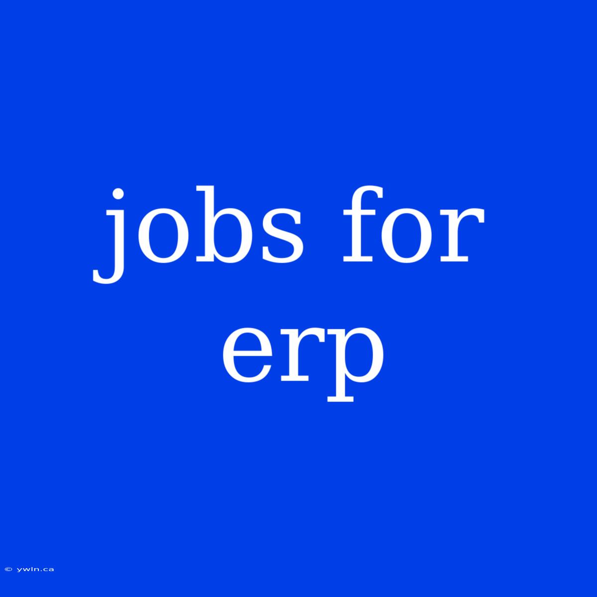 Jobs For Erp