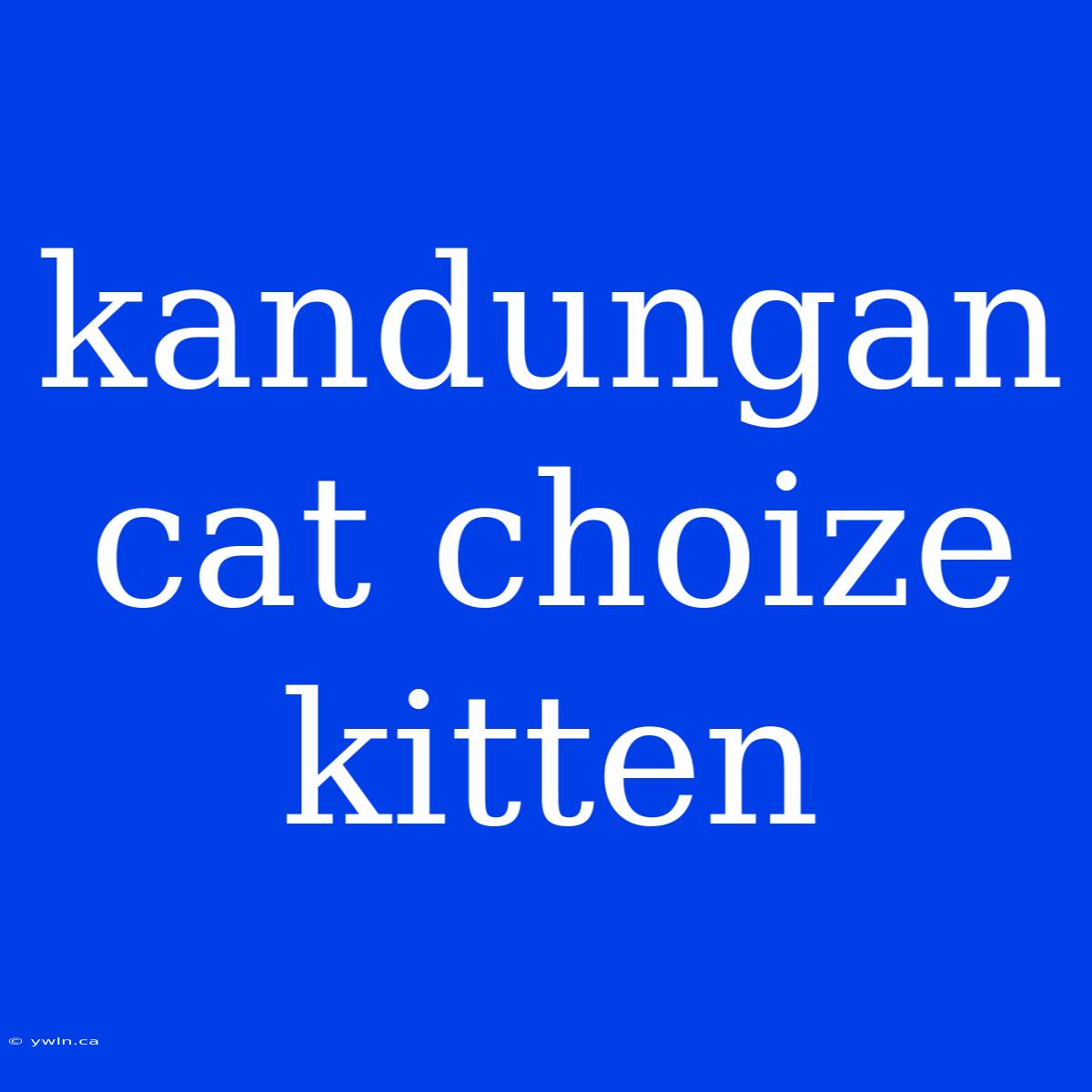 Kandungan Cat Choize Kitten