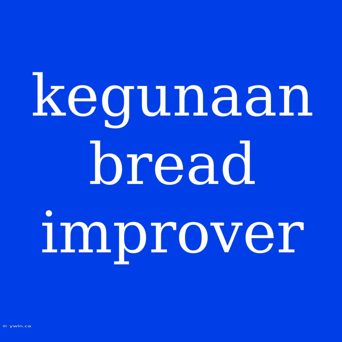 Kegunaan Bread Improver