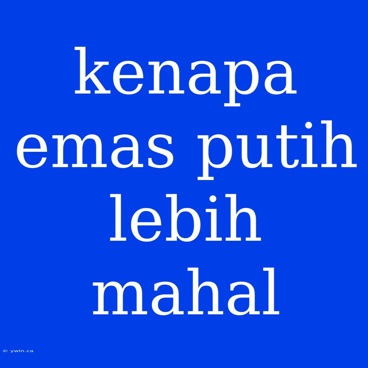 Kenapa Emas Putih Lebih Mahal