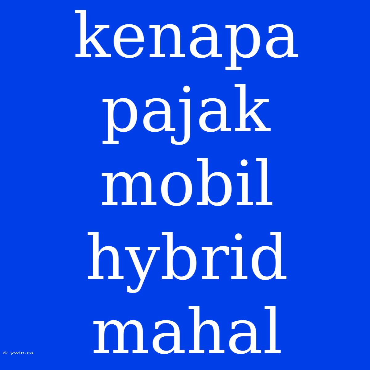 Kenapa Pajak Mobil Hybrid Mahal