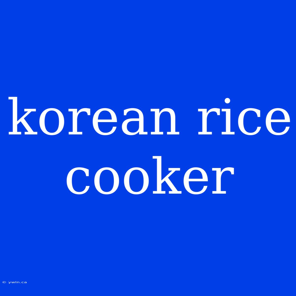 Korean Rice Cooker