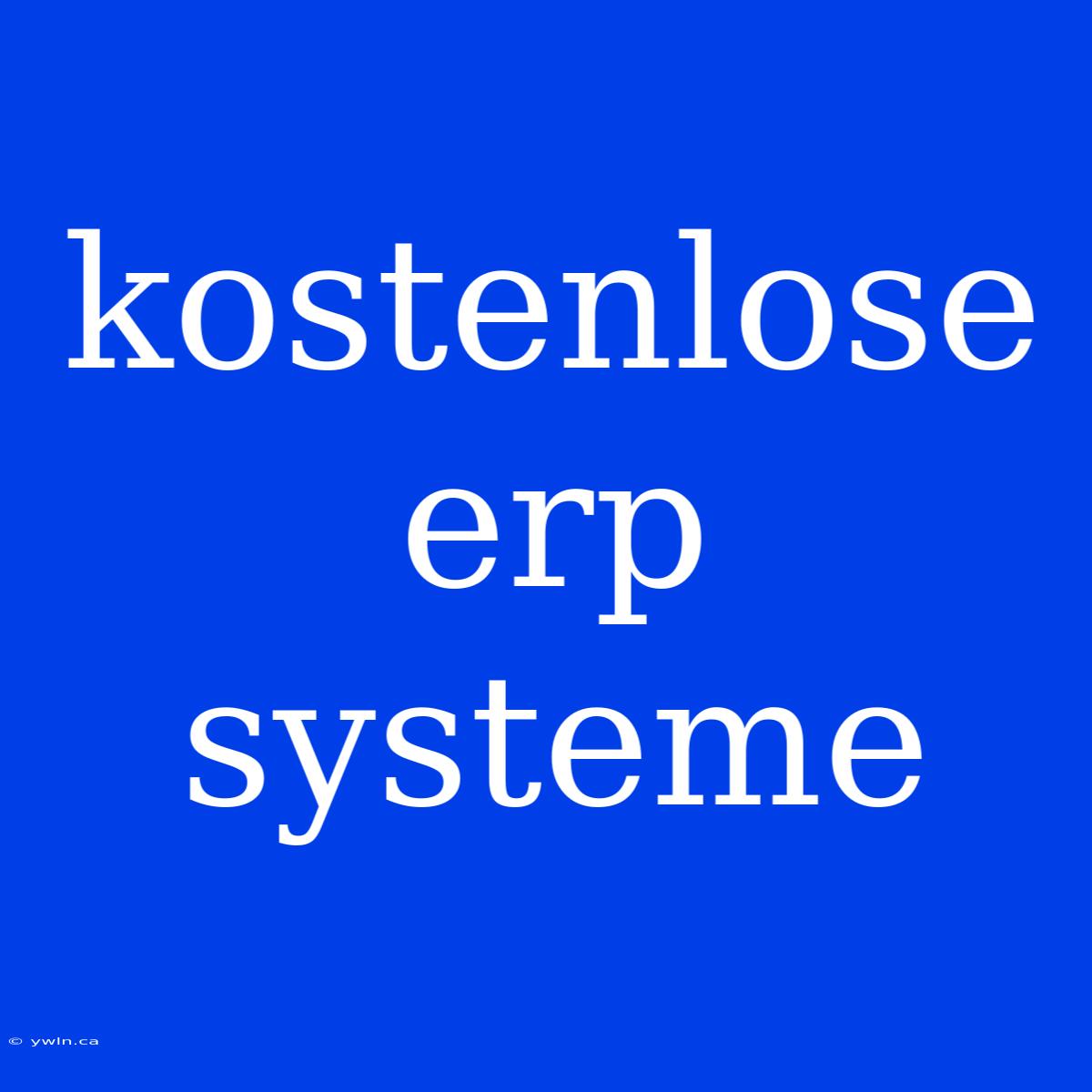 Kostenlose Erp Systeme