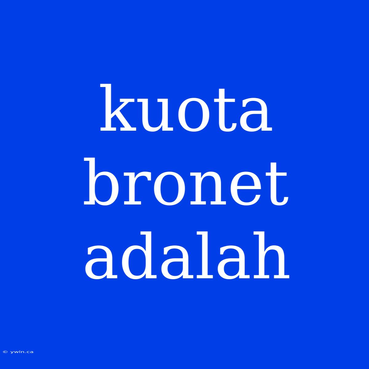 Kuota Bronet Adalah