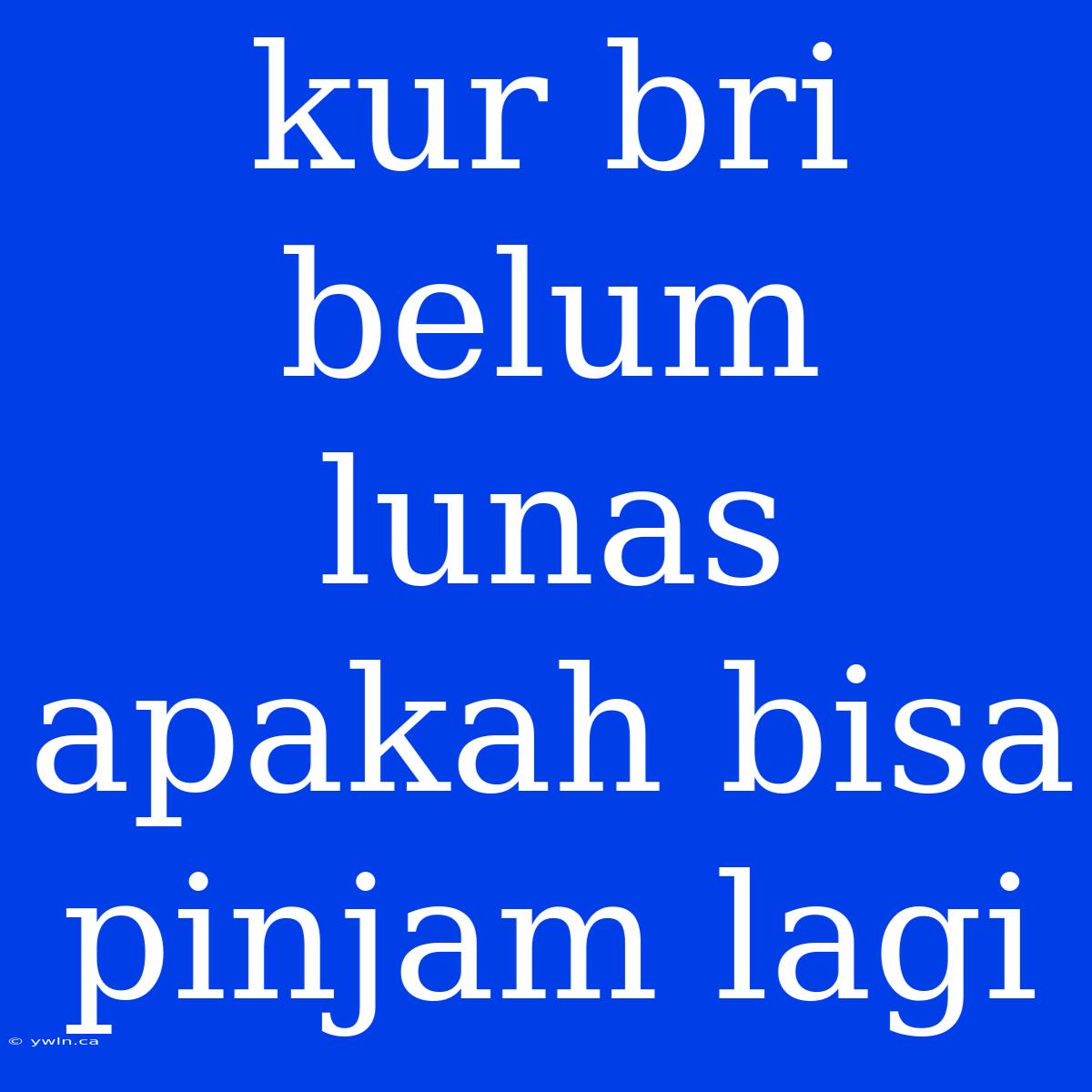 Kur Bri Belum Lunas Apakah Bisa Pinjam Lagi