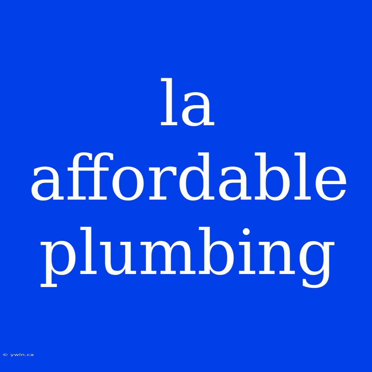 La Affordable Plumbing