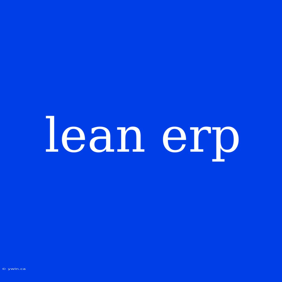 Lean Erp