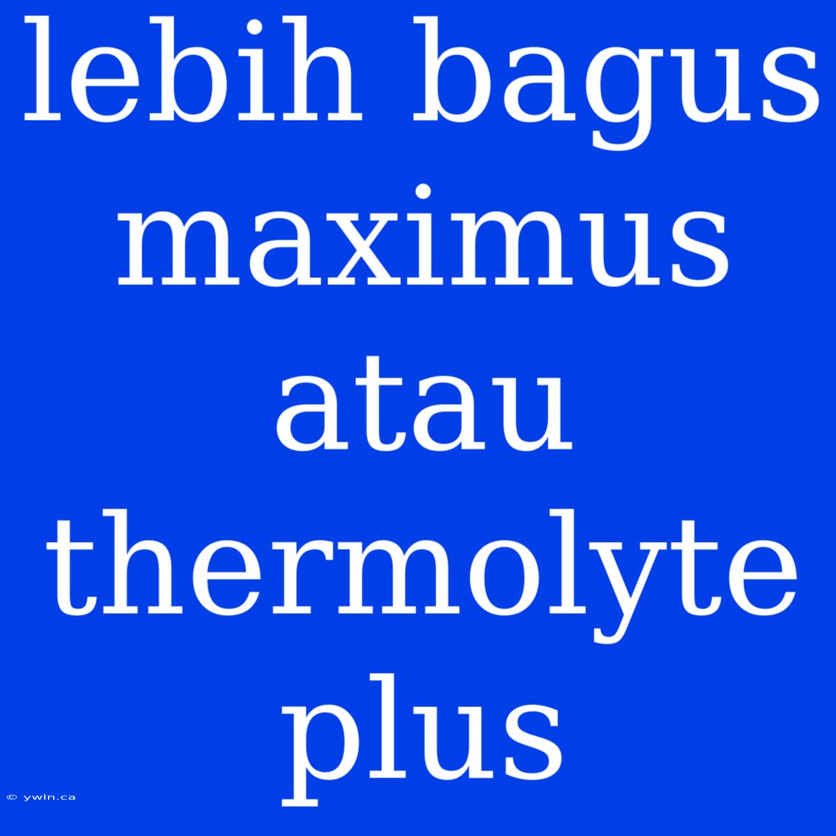 Lebih Bagus Maximus Atau Thermolyte Plus