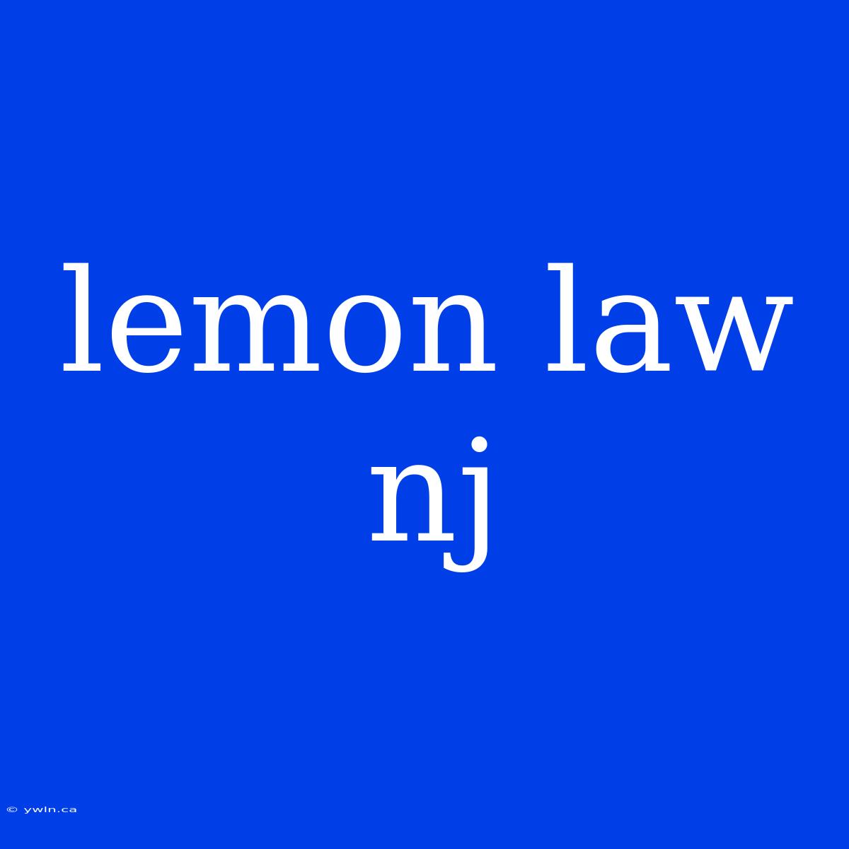 Lemon Law Nj