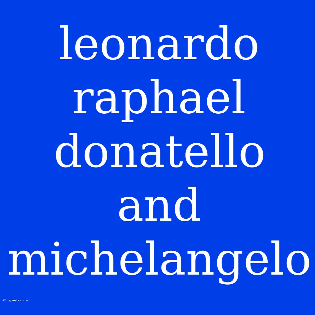 Leonardo Raphael Donatello And Michelangelo