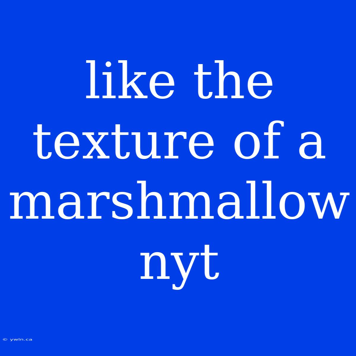 Like The Texture Of A Marshmallow Nyt