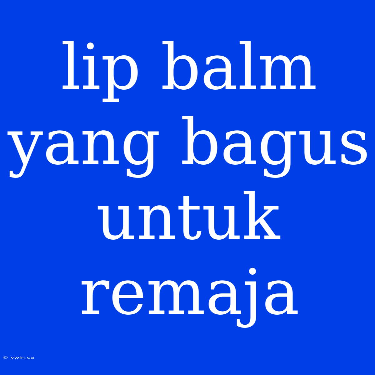 Lip Balm Yang Bagus Untuk Remaja