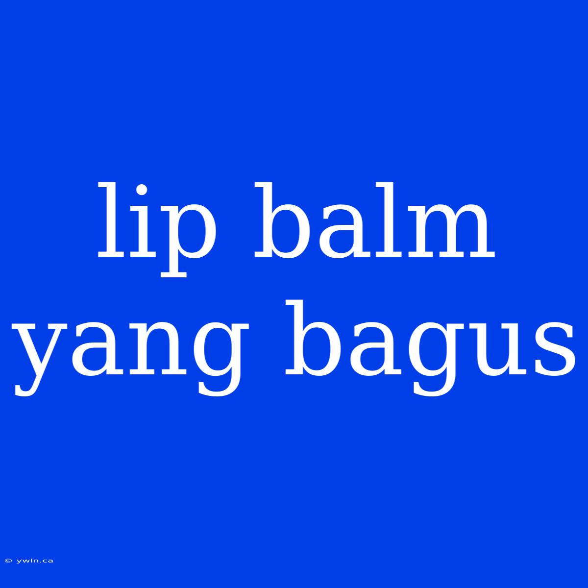 Lip Balm Yang Bagus