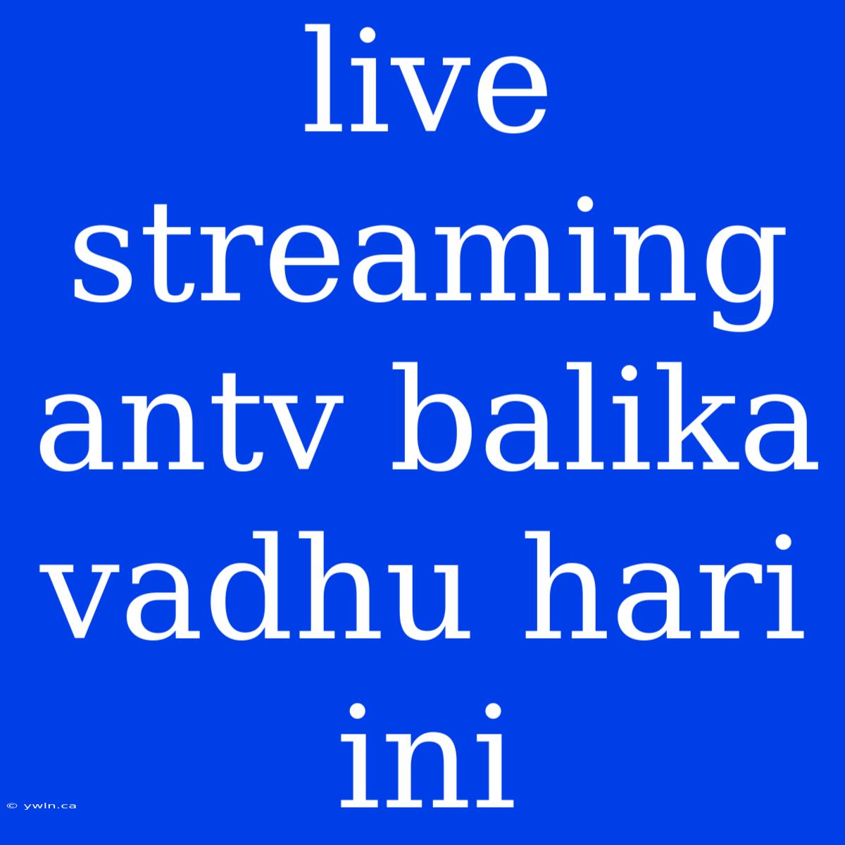 Live Streaming Antv Balika Vadhu Hari Ini