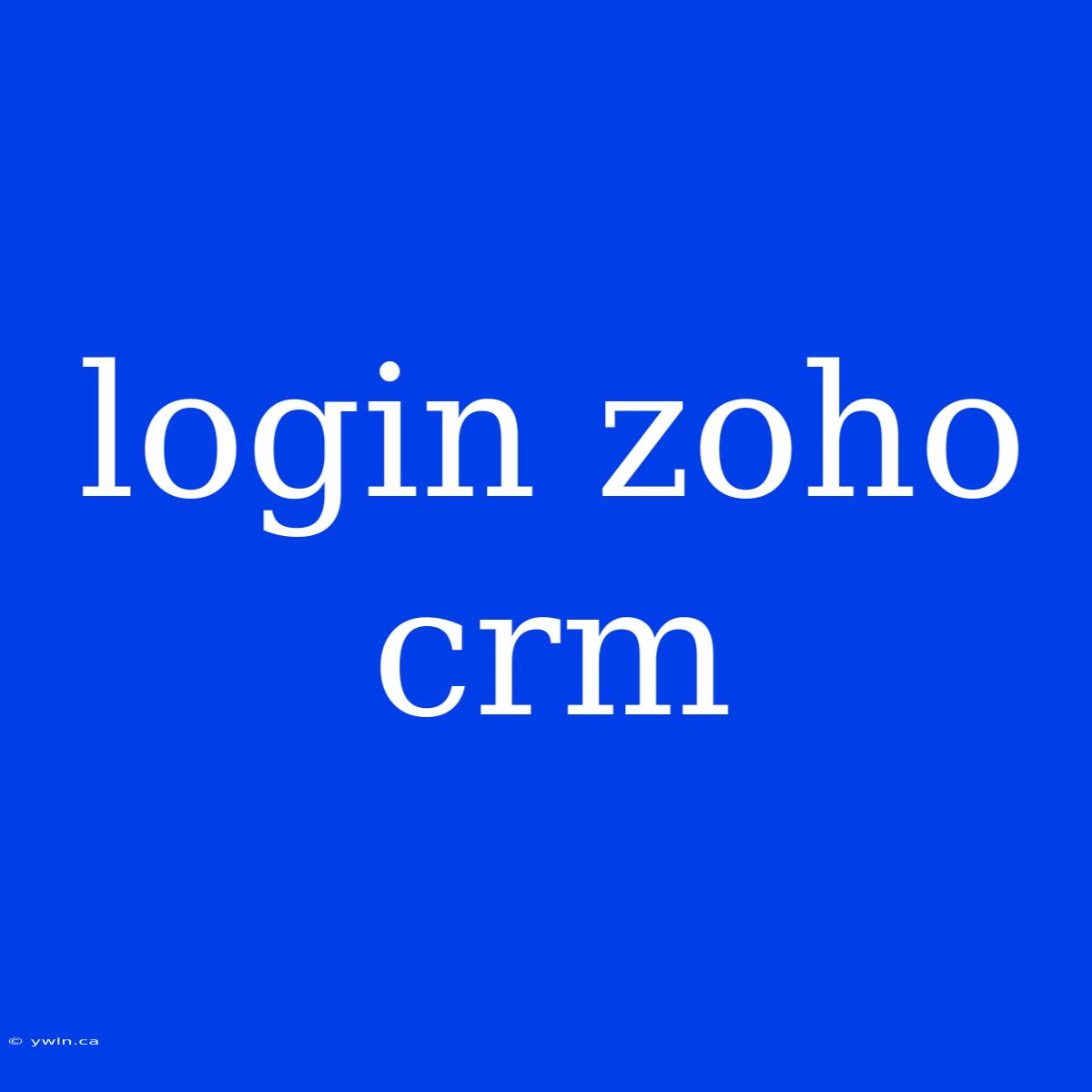 Login Zoho Crm