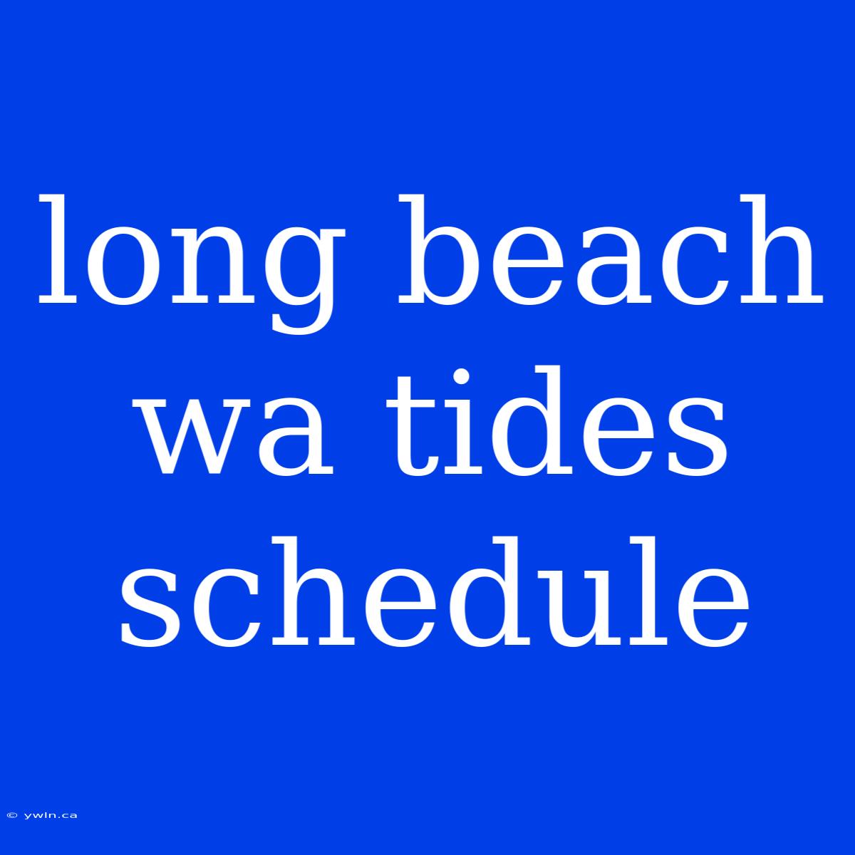 Long Beach Wa Tides Schedule