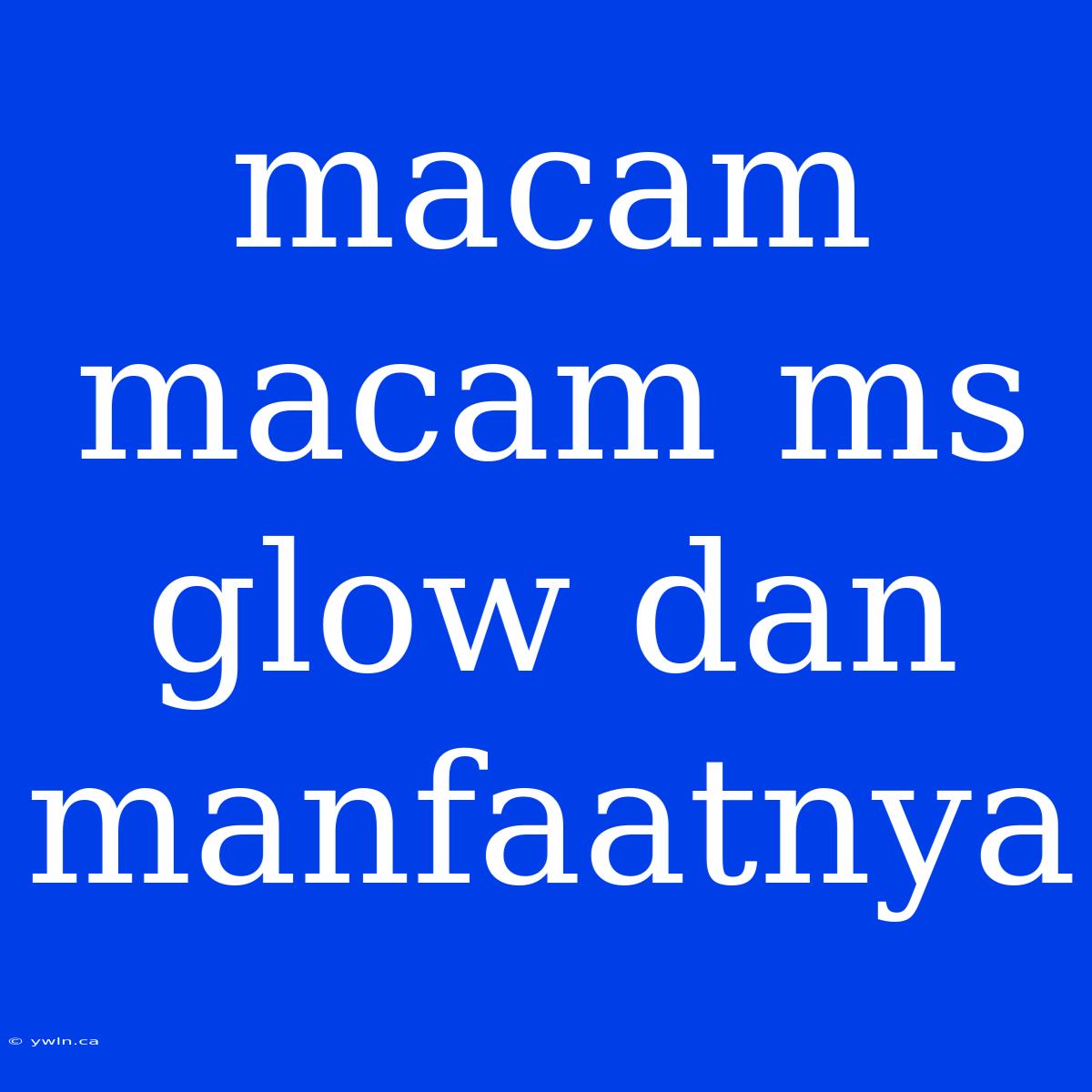 Macam Macam Ms Glow Dan Manfaatnya