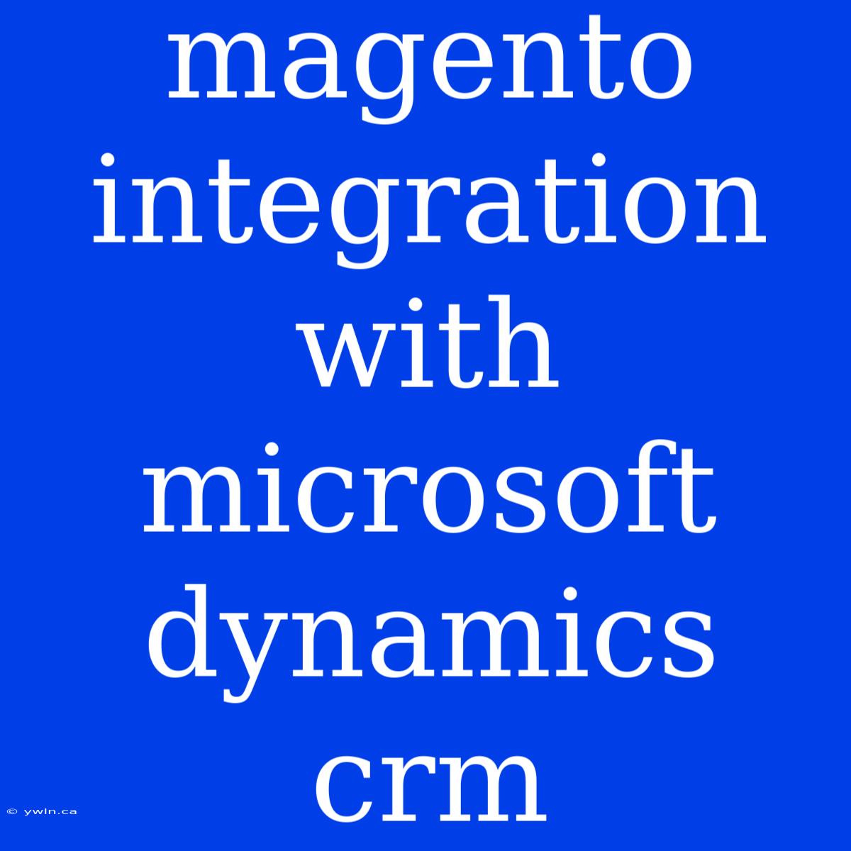 Magento Integration With Microsoft Dynamics Crm