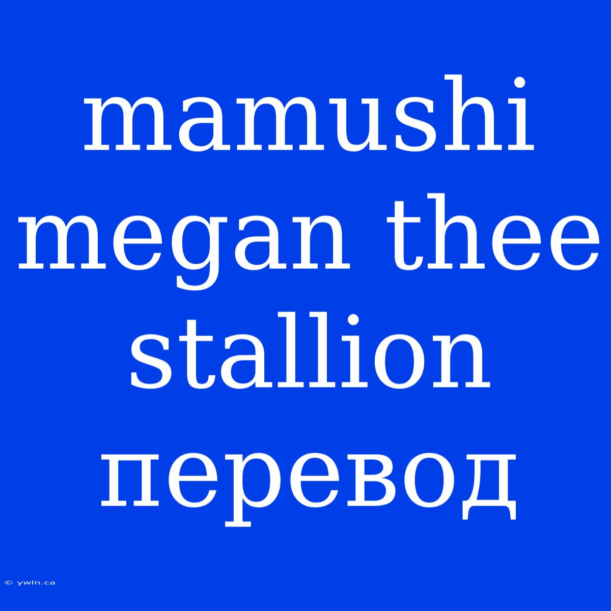 Mamushi Megan Thee Stallion Перевод