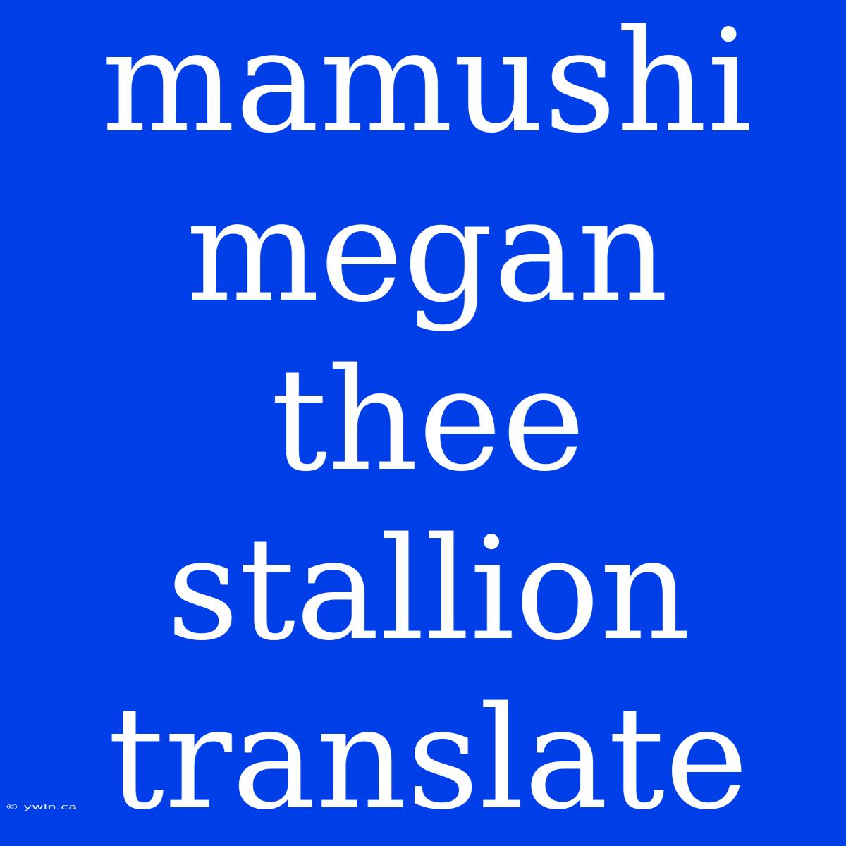 Mamushi Megan Thee Stallion Translate