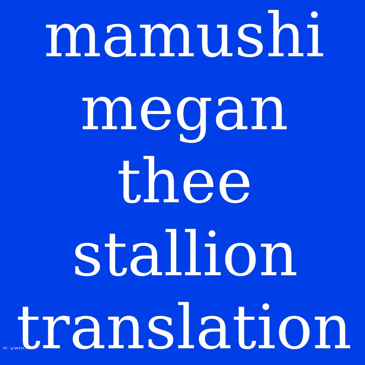 Mamushi Megan Thee Stallion Translation