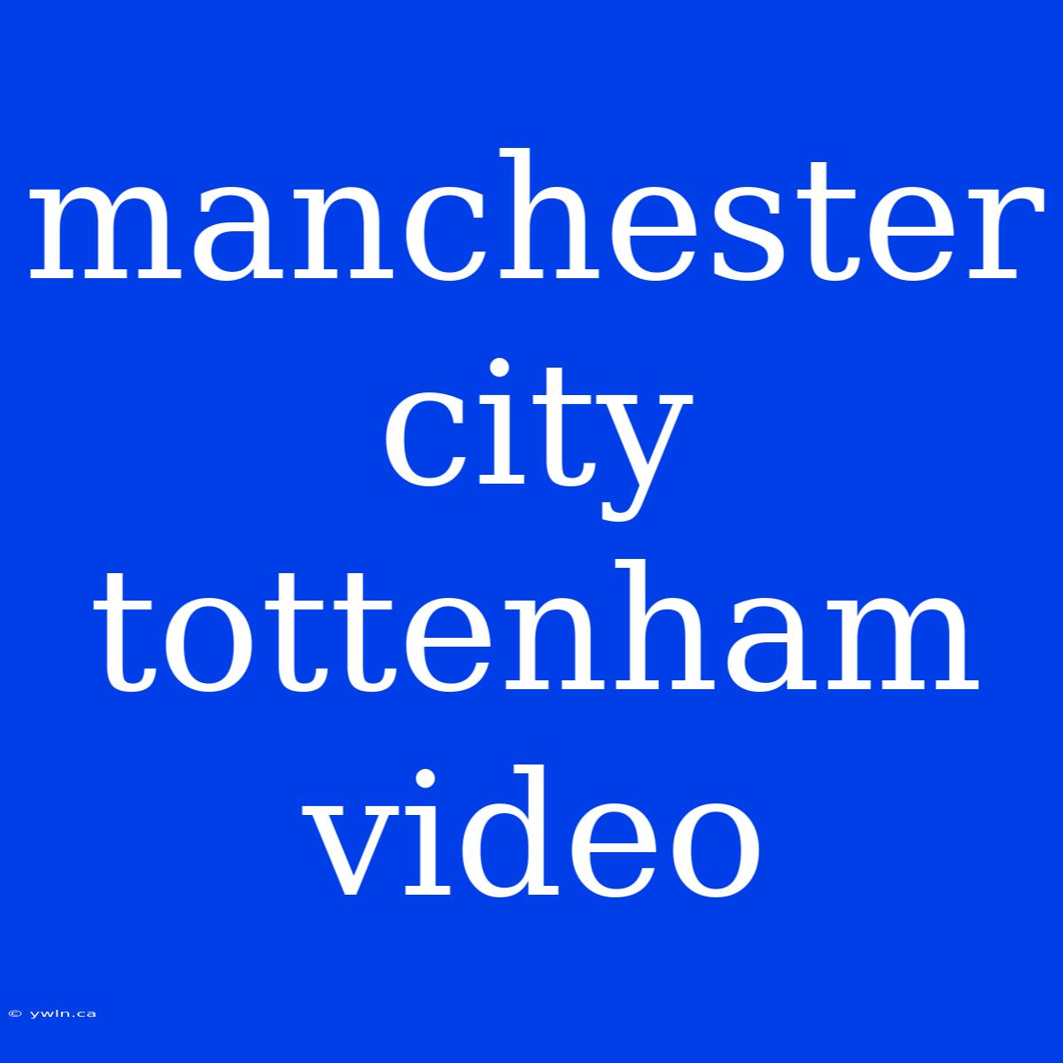 Manchester City Tottenham Video