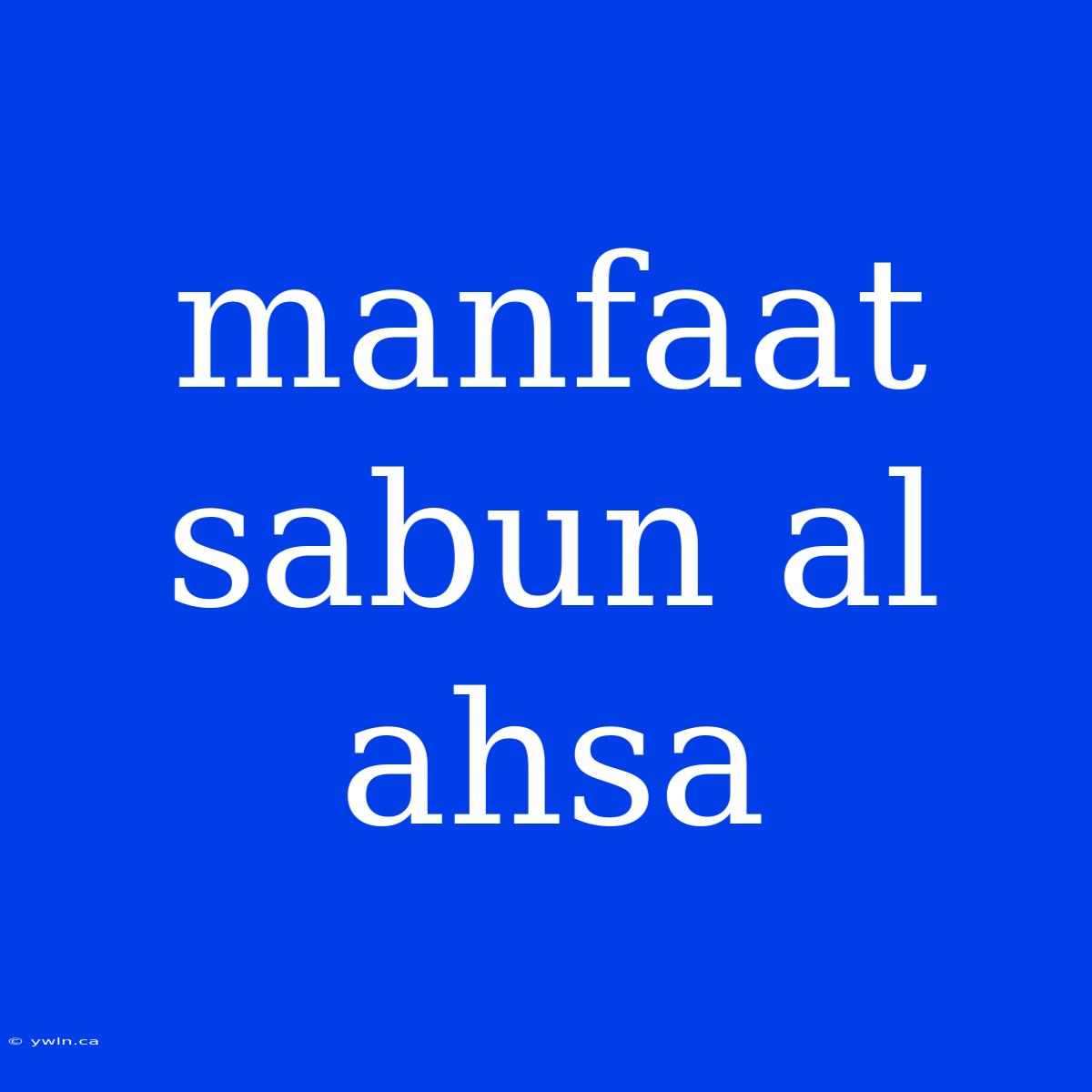 Manfaat Sabun Al Ahsa