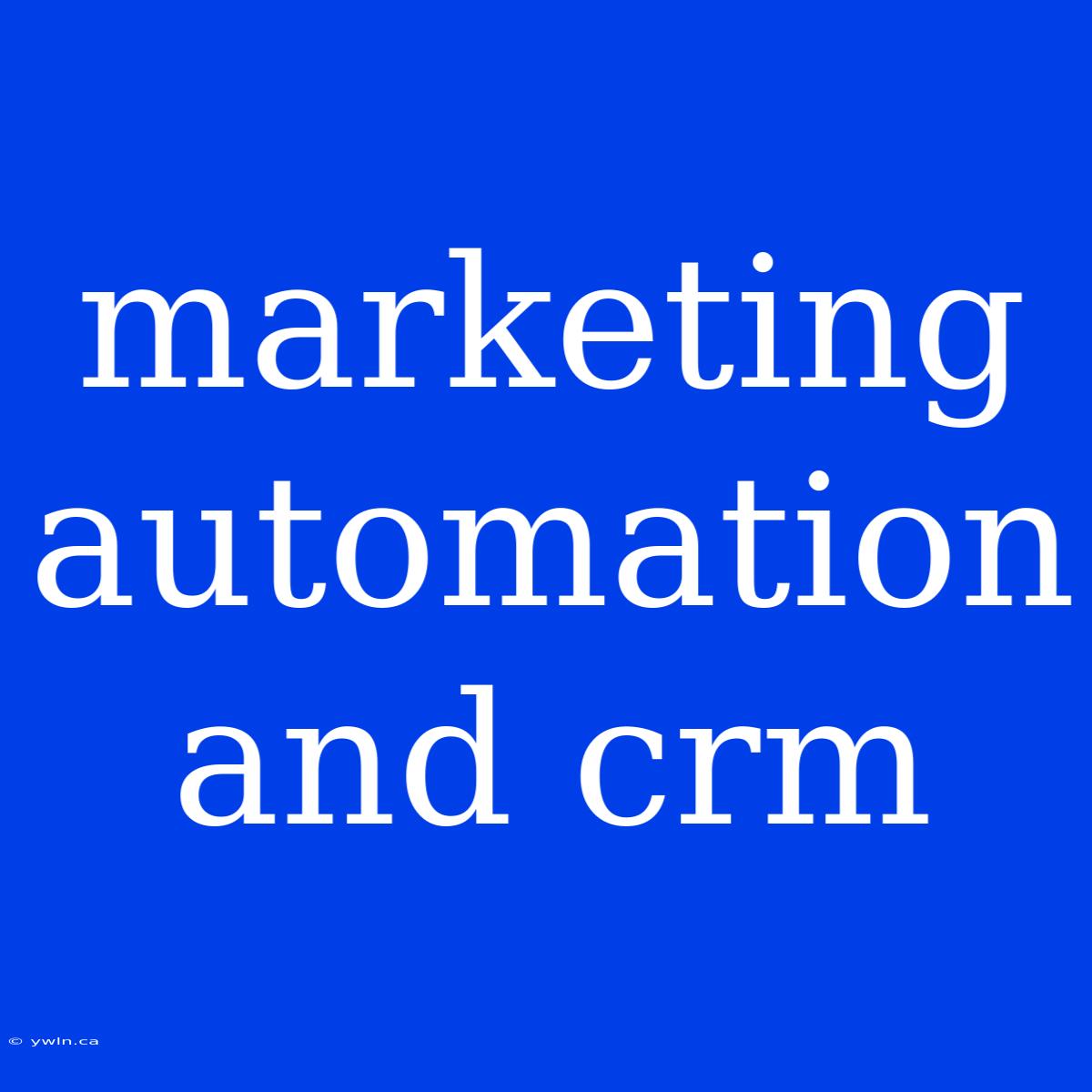 Marketing Automation And Crm