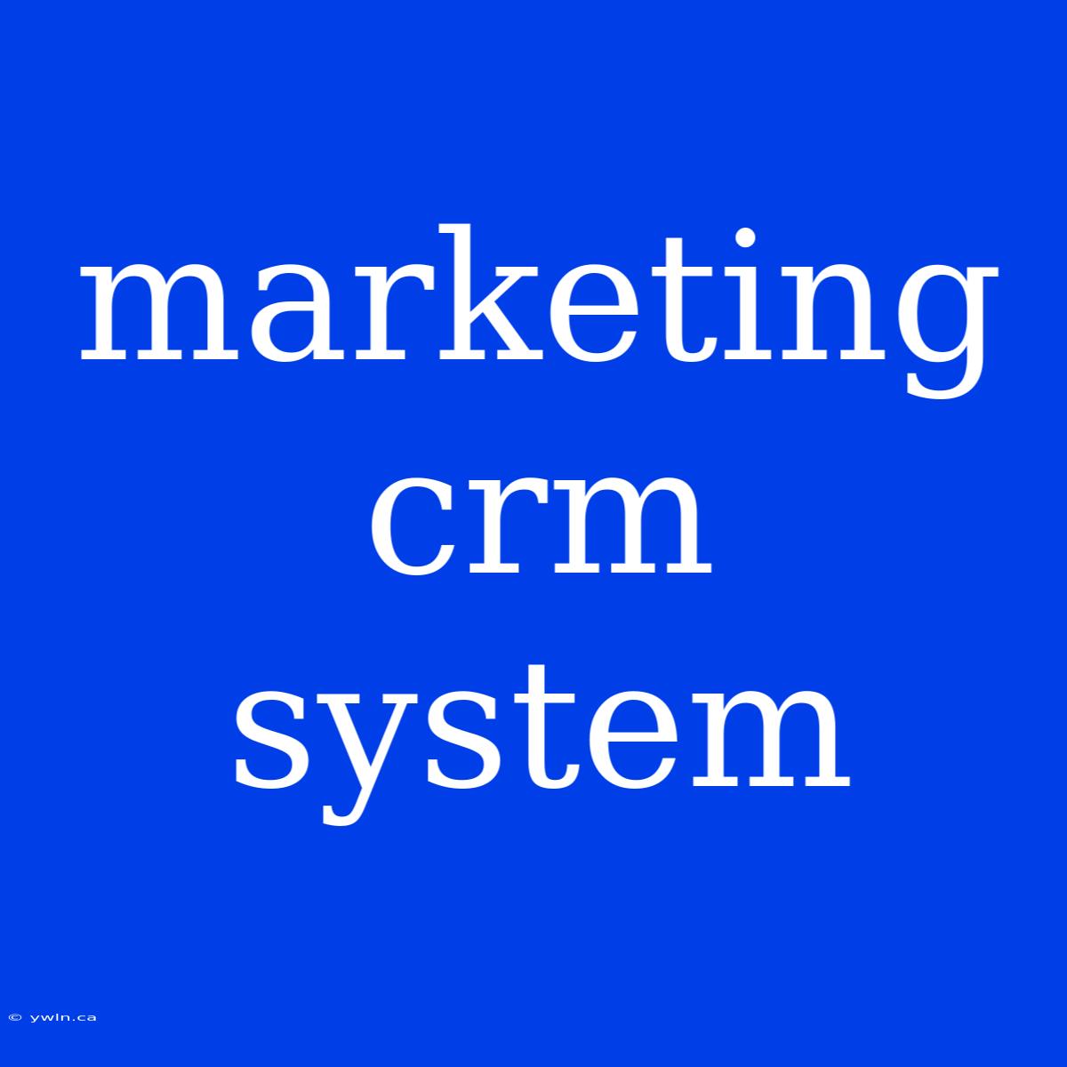 Marketing Crm System