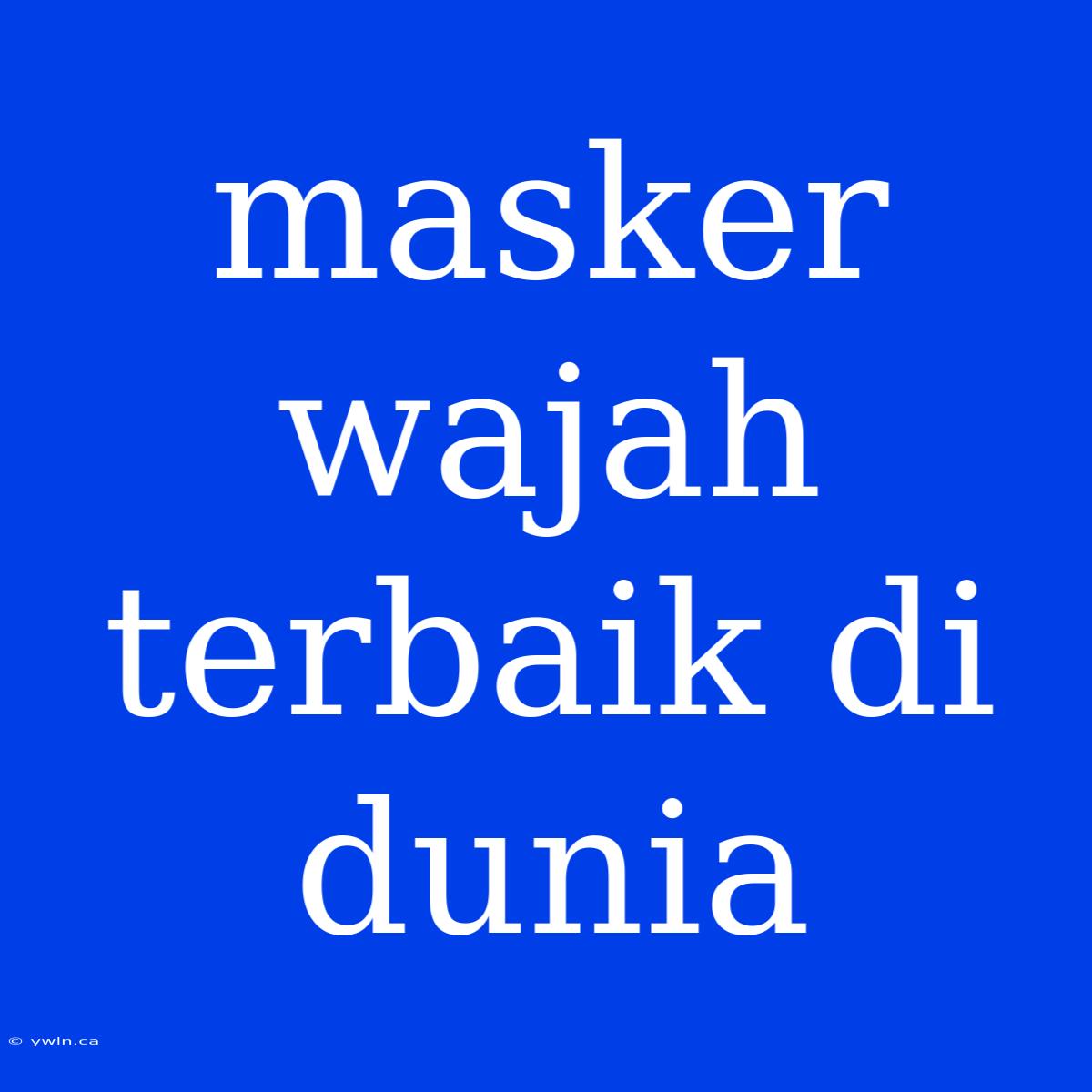 Masker Wajah Terbaik Di Dunia