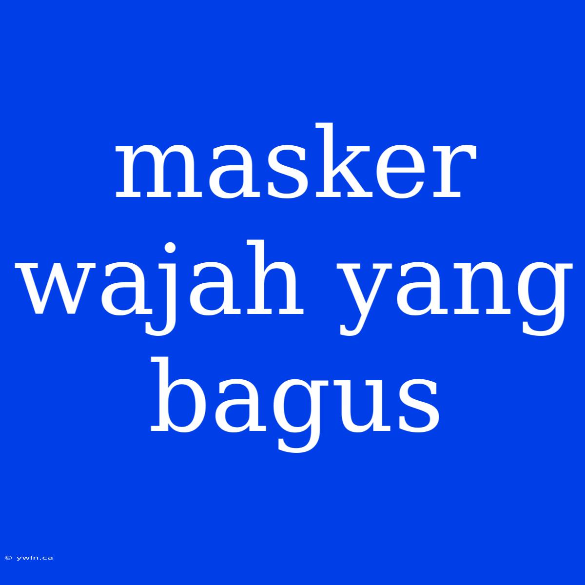 Masker Wajah Yang Bagus