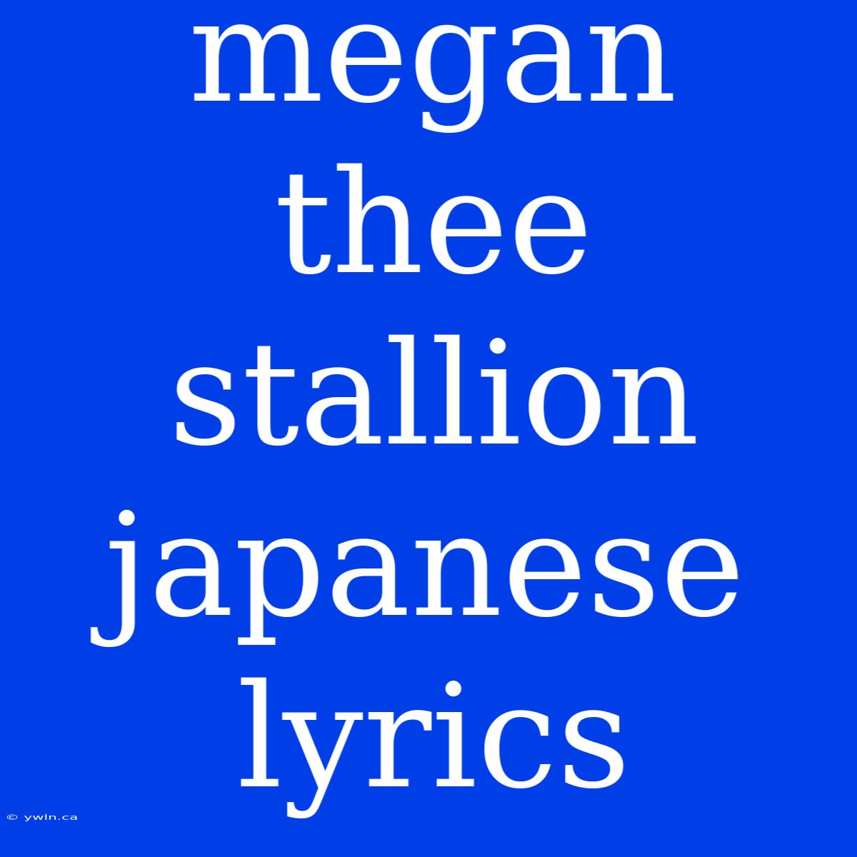 Megan Thee Stallion Japanese Lyrics