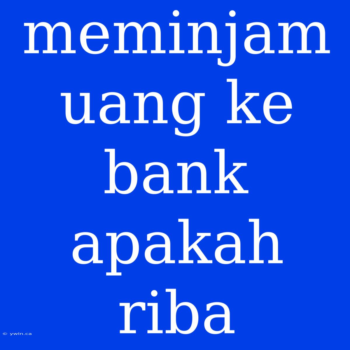 Meminjam Uang Ke Bank Apakah Riba