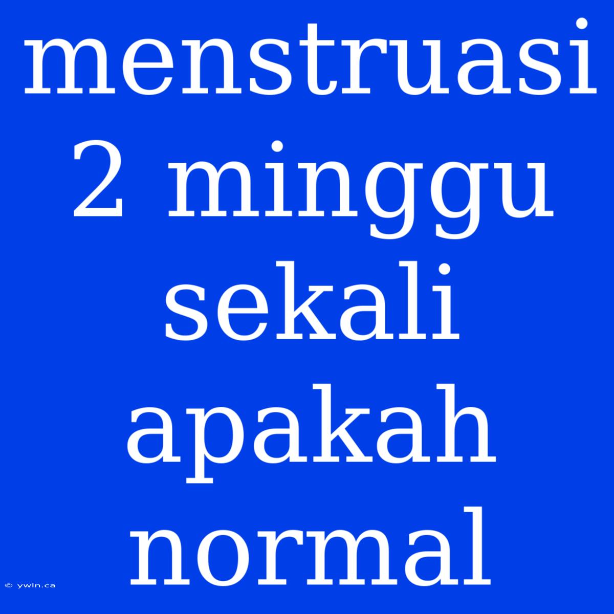 Menstruasi 2 Minggu Sekali Apakah Normal