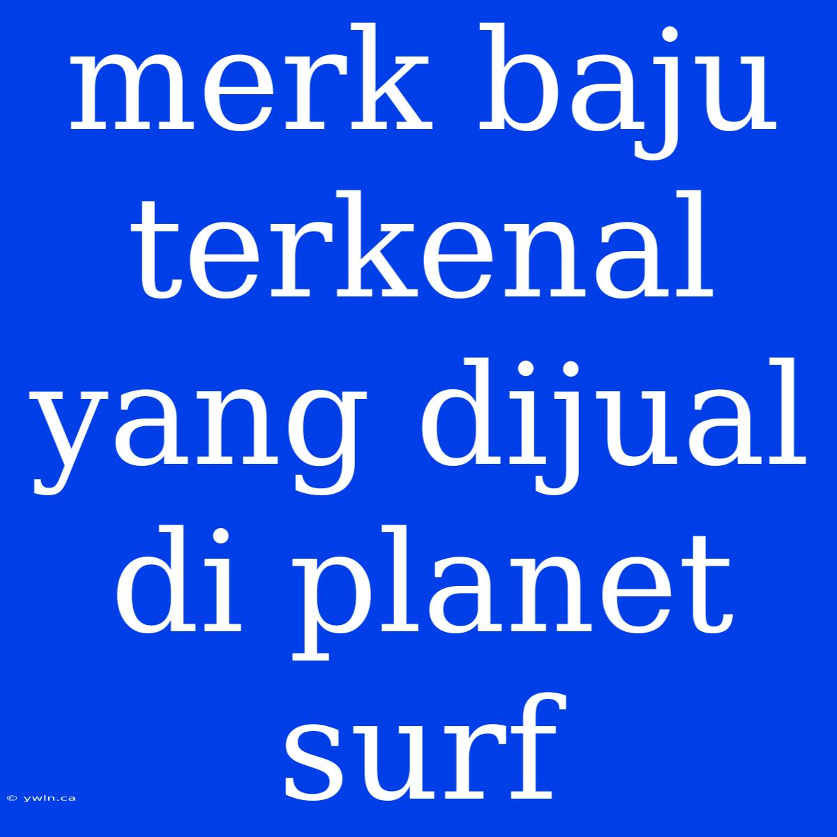 Merk Baju Terkenal Yang Dijual Di Planet Surf