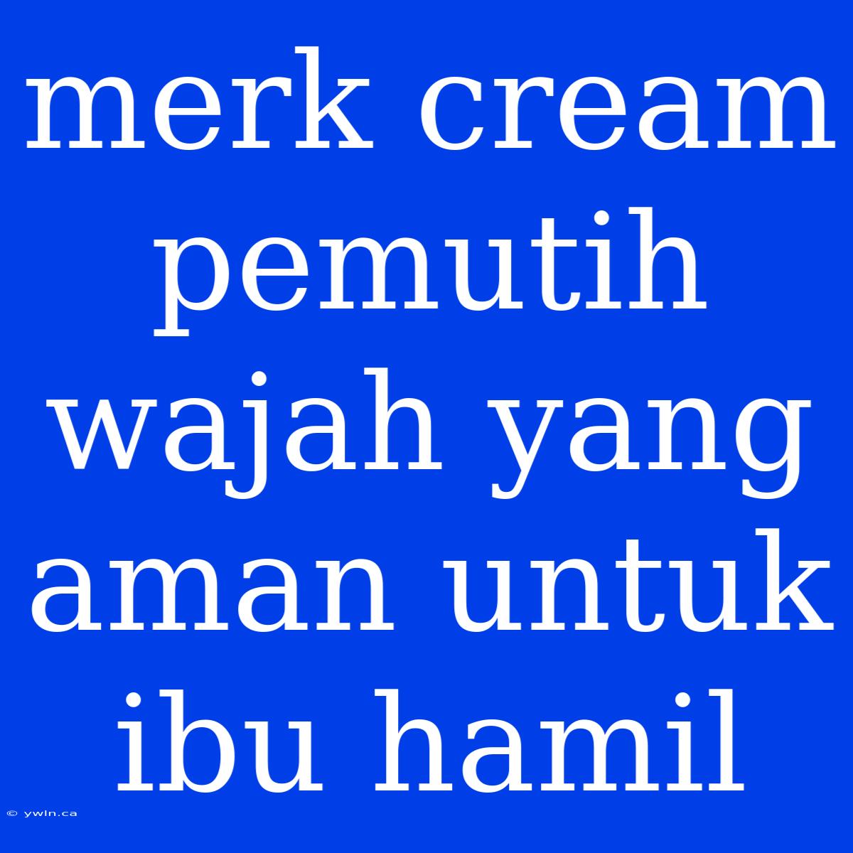 Merk Cream Pemutih Wajah Yang Aman Untuk Ibu Hamil