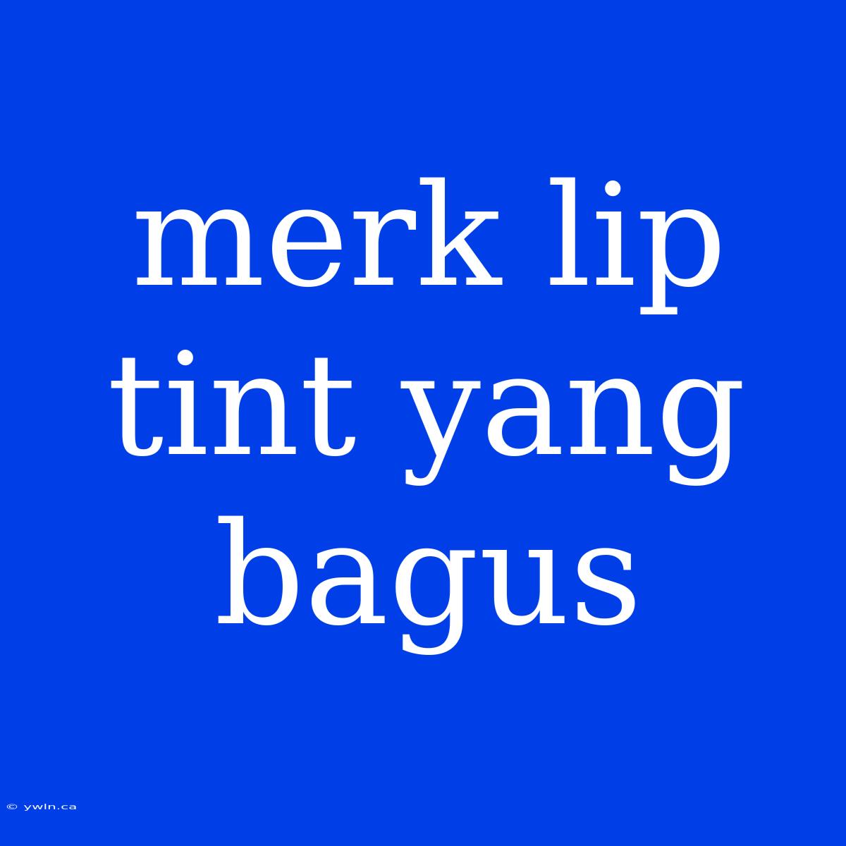 Merk Lip Tint Yang Bagus